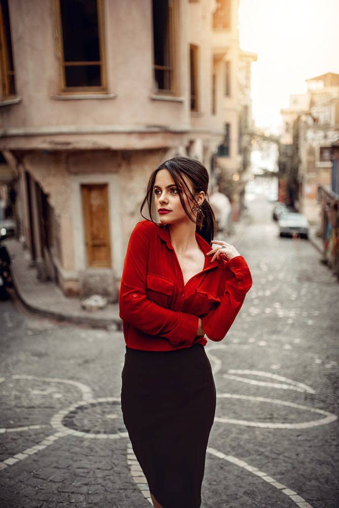 In red
